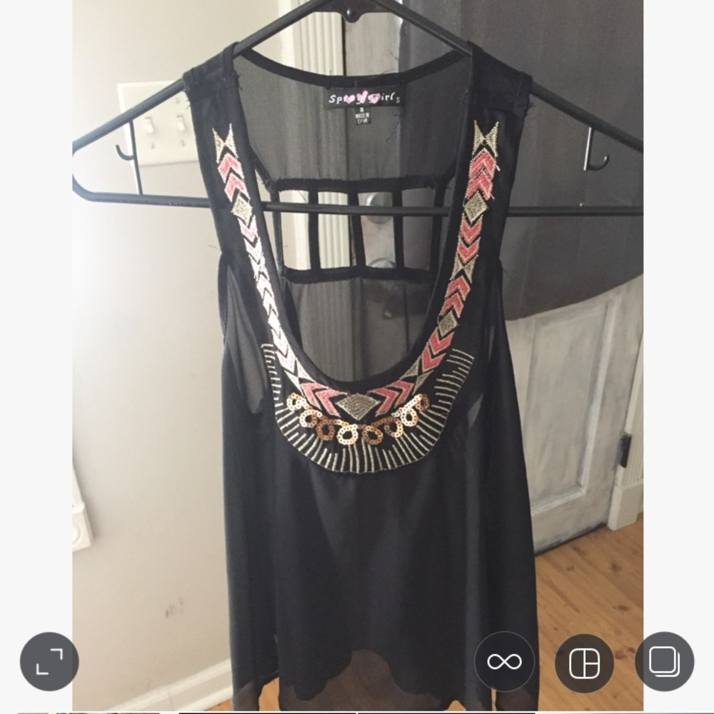 Spicy Girls black &pink sequins racer back size s
